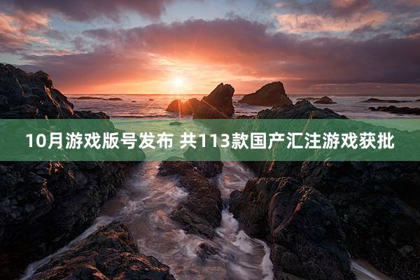 10月游戏版号发布 共113款国产汇注游戏获批