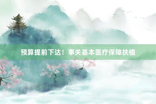预算提前下达！事关基本医疗保障扶植