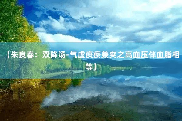 【朱良春：双降汤-气虚痰瘀兼夹之高血压伴血脂相等】